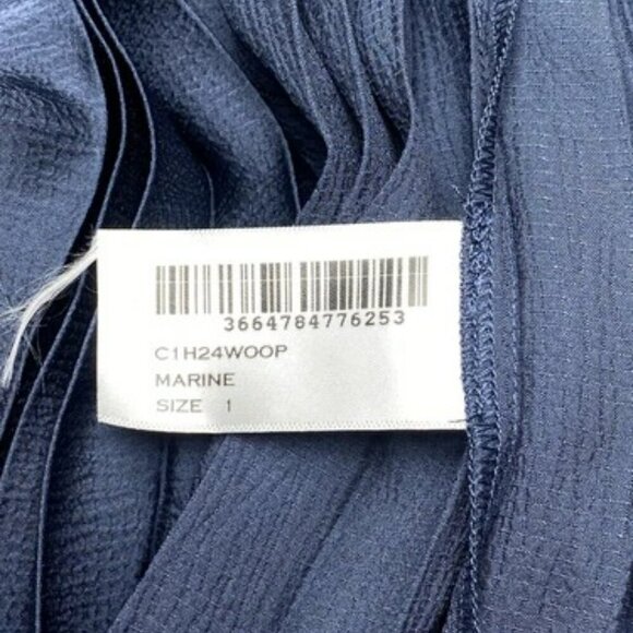 NEW BA&SH Womens Maxi Dress Marine Blue Size S Woopy Pleated V-Neck Navy - Picture 10 of 10